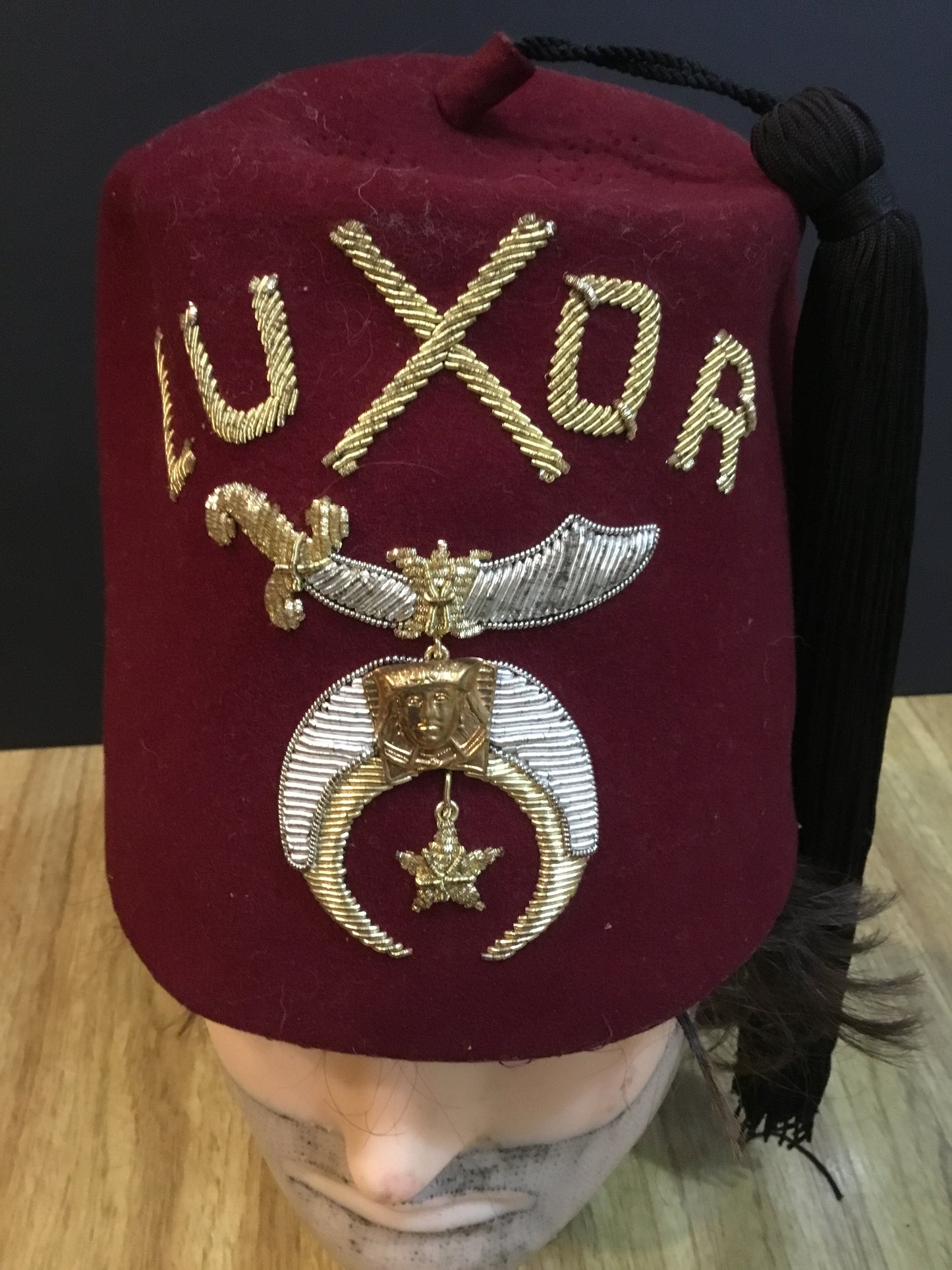 Vintage Shrine Fez Hat with Gold bullion Thread , Luxor