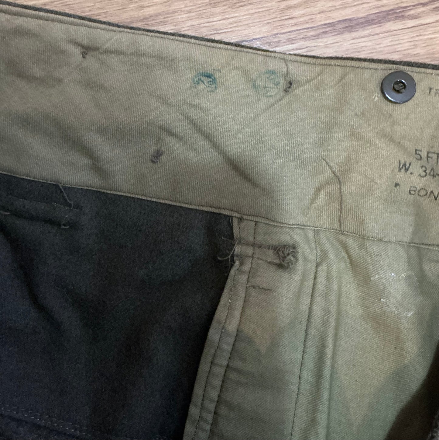 Military Wool Battle Dress Pants Waist 34-35 inches
