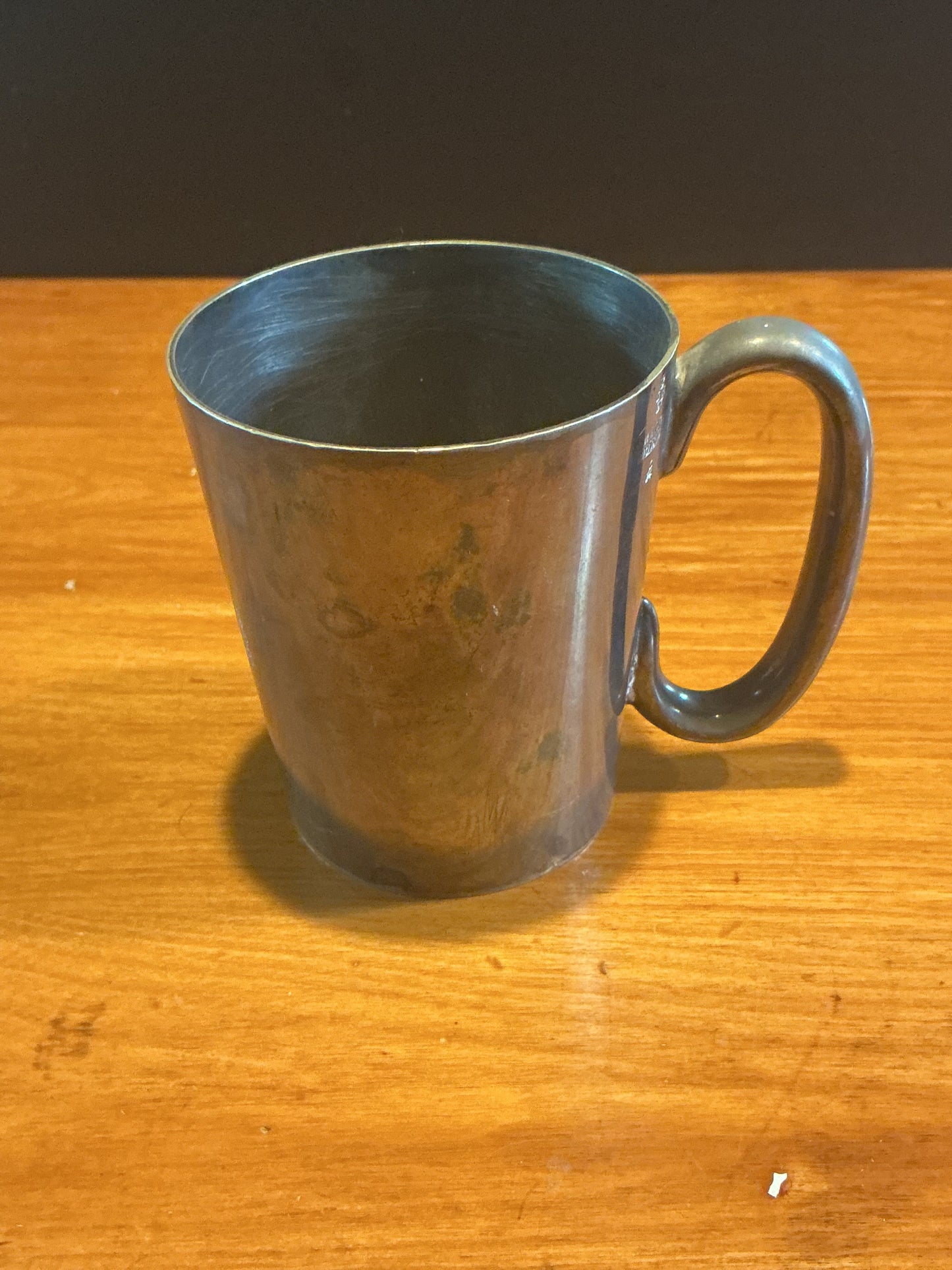 Antique Half Pint Cup with Military Crest Etched