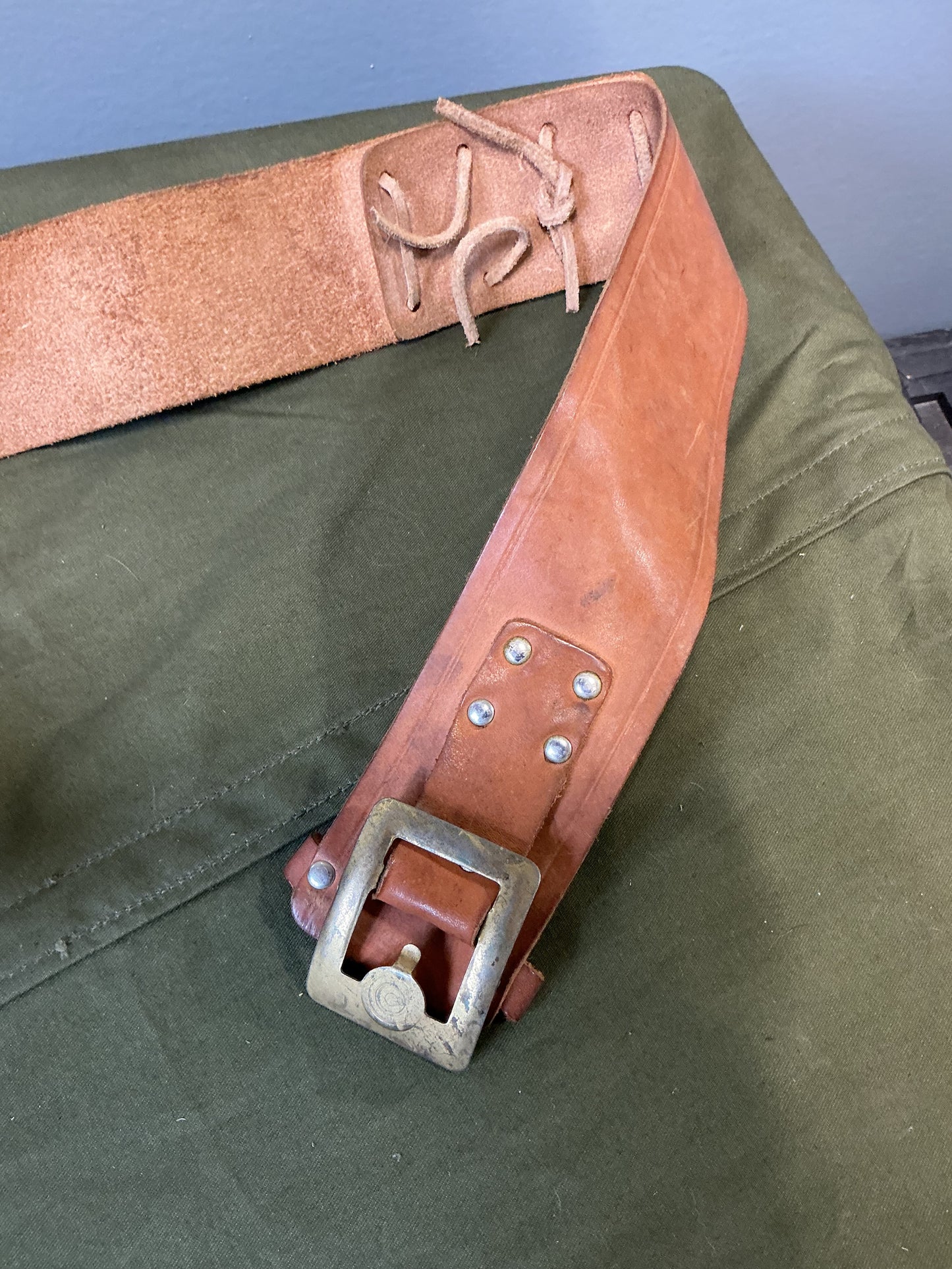 Leather Belt with Revolver Holster