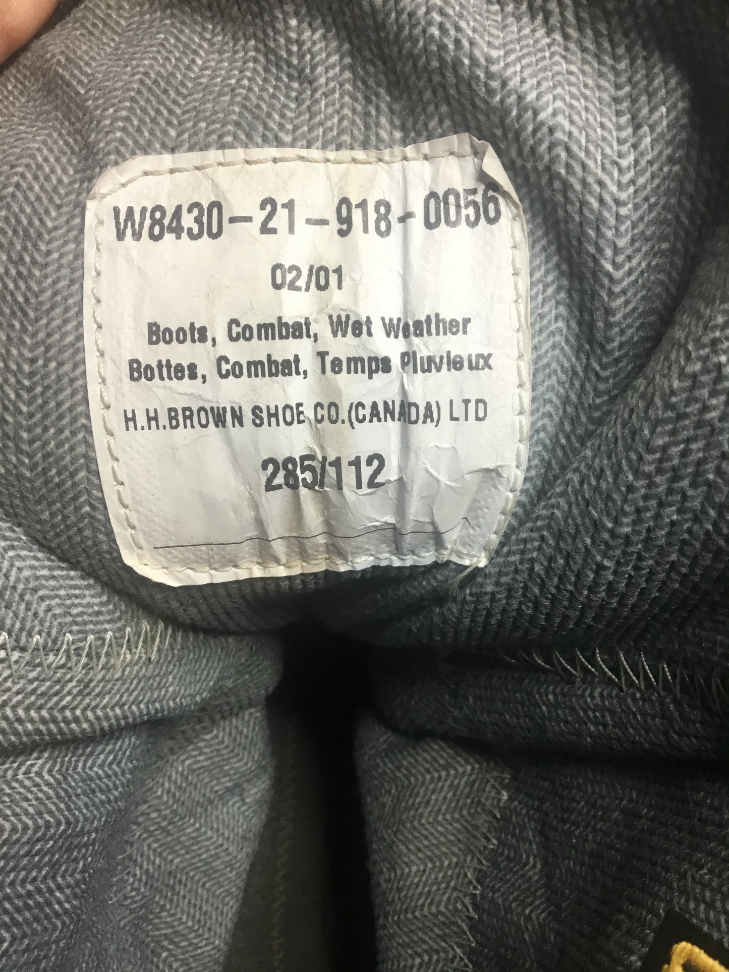 Canadian Forces Combat Wet Weather Boots Size 11 1/2 Military Size 285/112