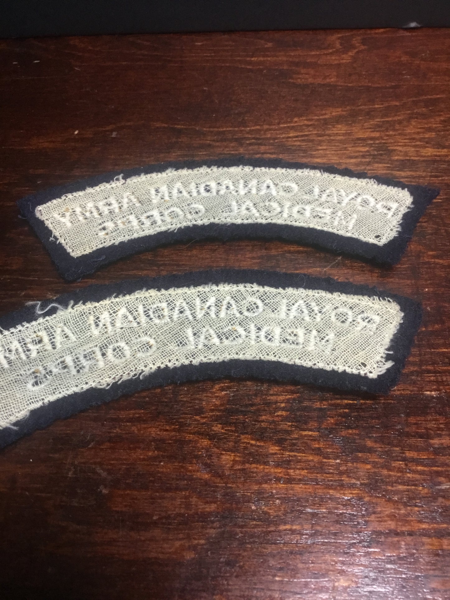 Pair Royal Canadian Army Medical Corps shoulders Flashes .