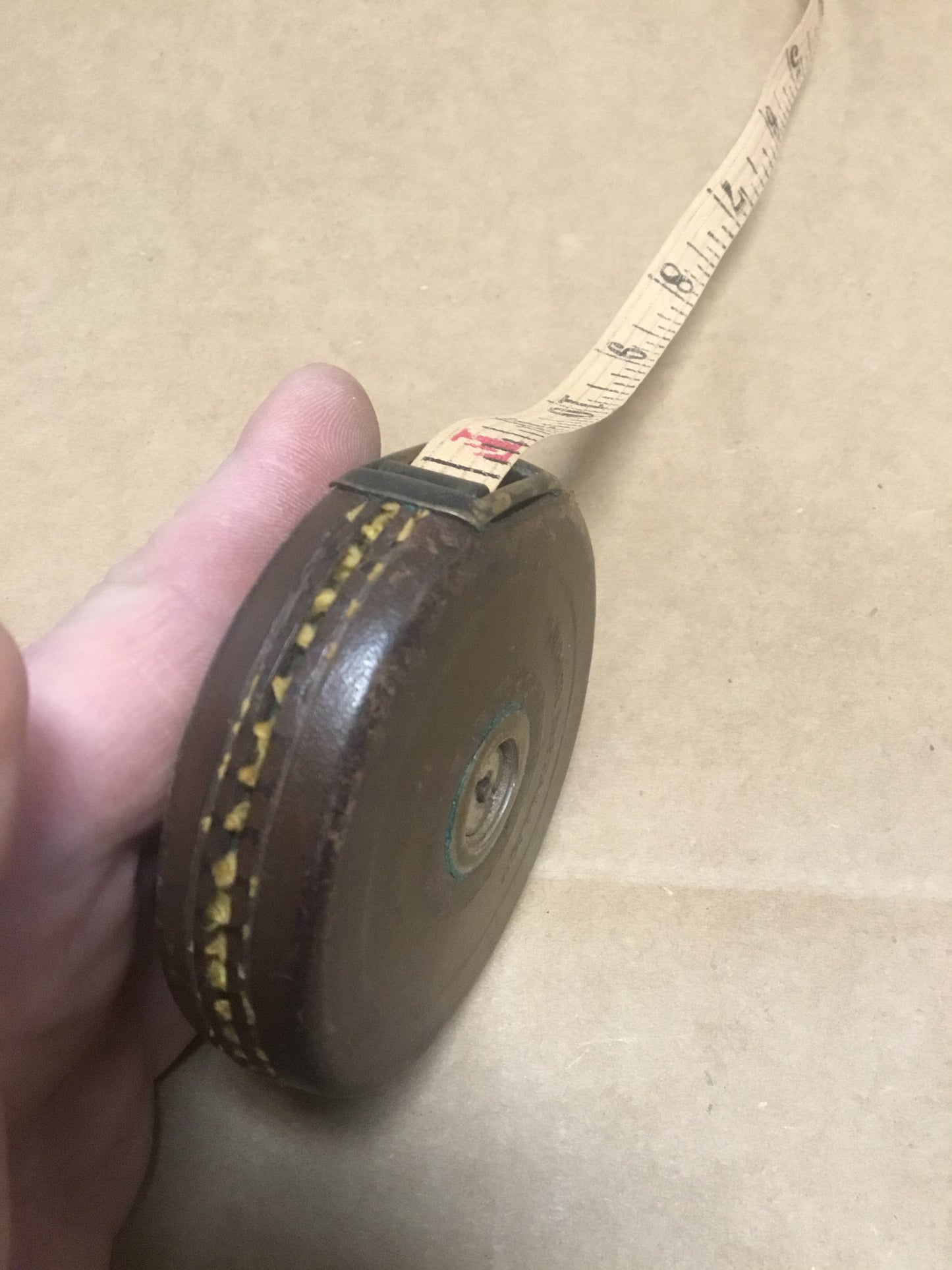 Vintage 25 Foot leather case Lufkin , cloth Tape measure