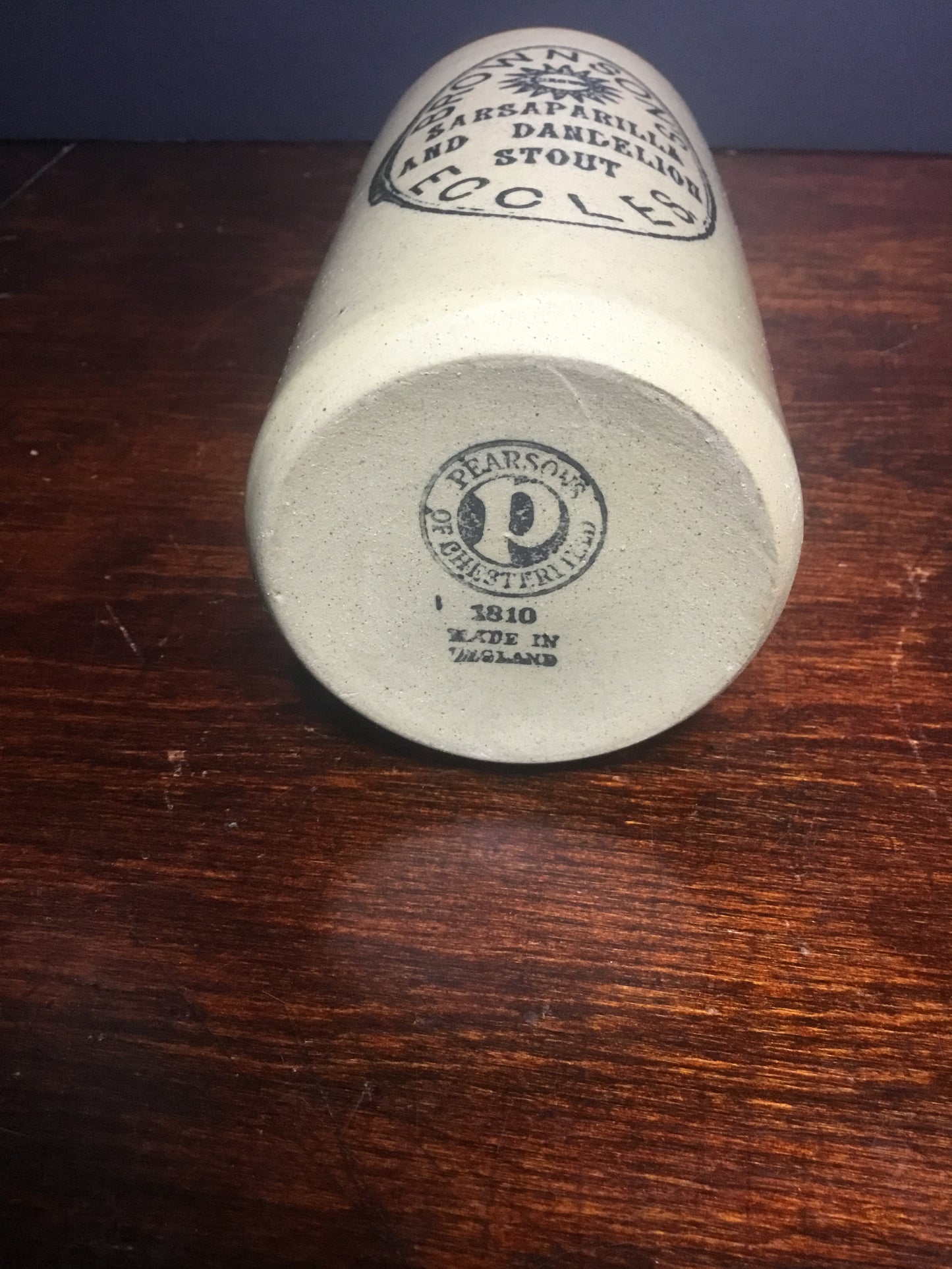 VINTAGE "BROWNSON'S OF ECCLES SARSAPARILLA & DANDELION STOUT" STONEWARE BOTTLE