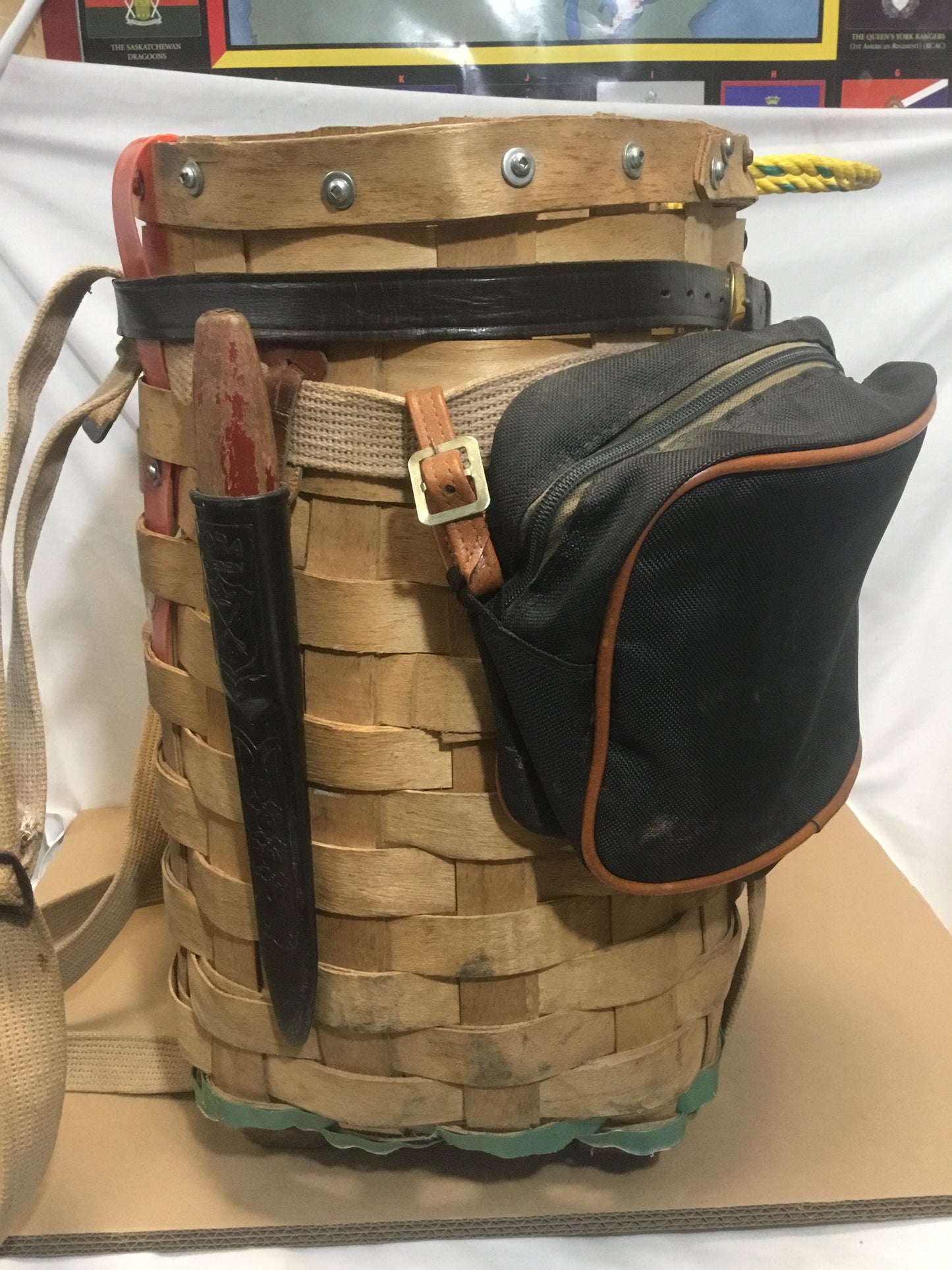 Vintage Canadian Made Trappers Basket with carry straps