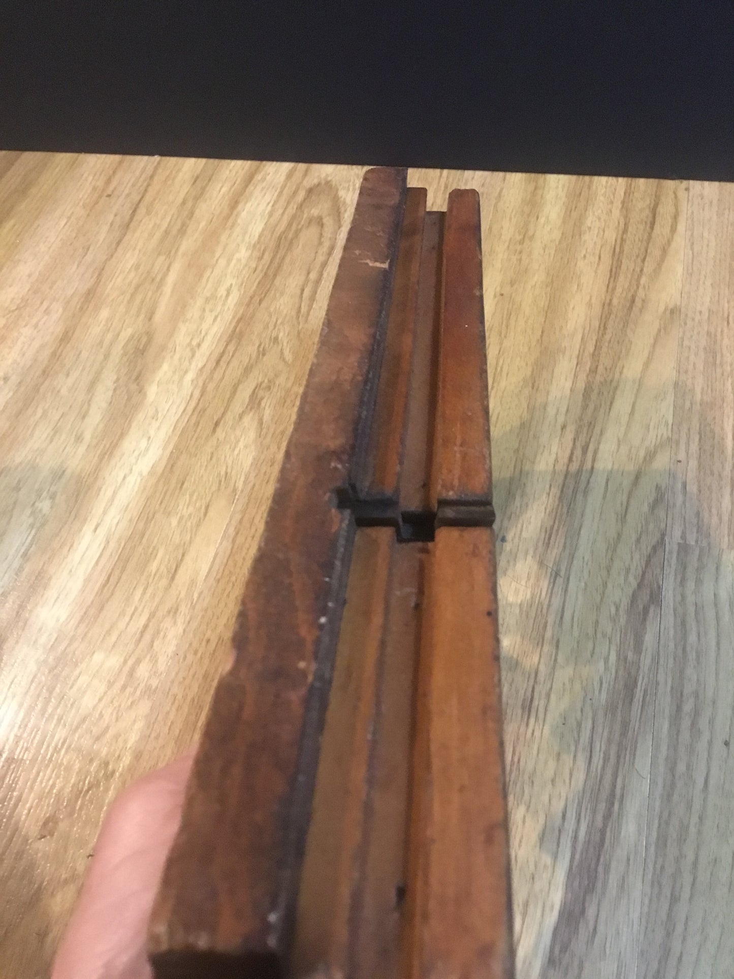Antique ;7/8 Inch Handled Tongue Groove Molding Plane, is very good condition , has two planing blades