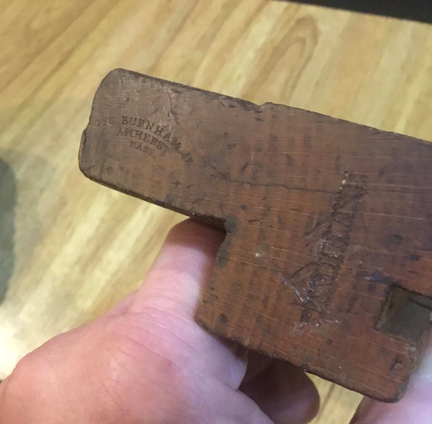 Antique ;7/8 Inch Handled Tongue Groove Molding Plane, is very good condition , has two planing blades