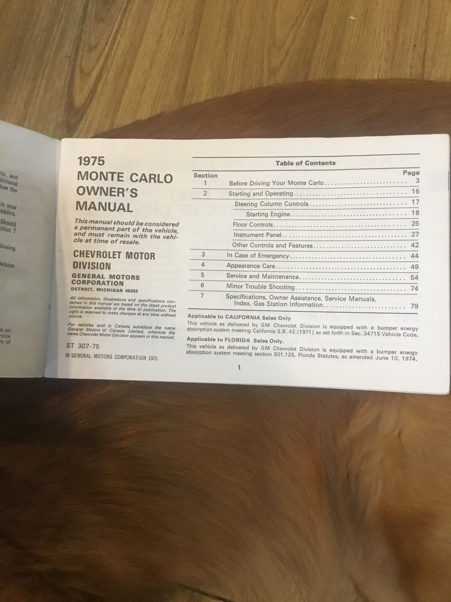 1975 Chevrolet Monte Carlo Owners Manual