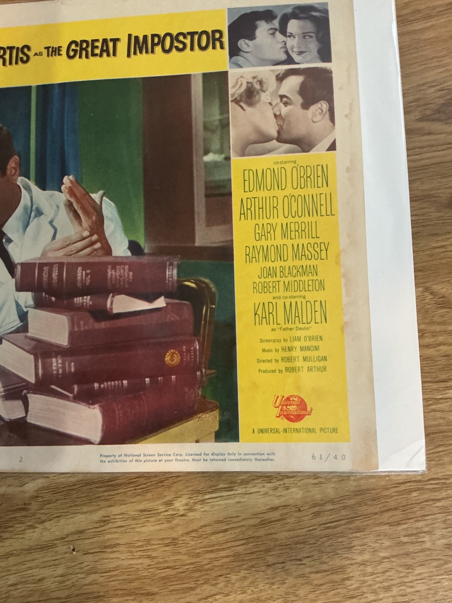 1961 Movie Bill Board Poster (THE GREAT IMPOSTOR )with Tony Curtis