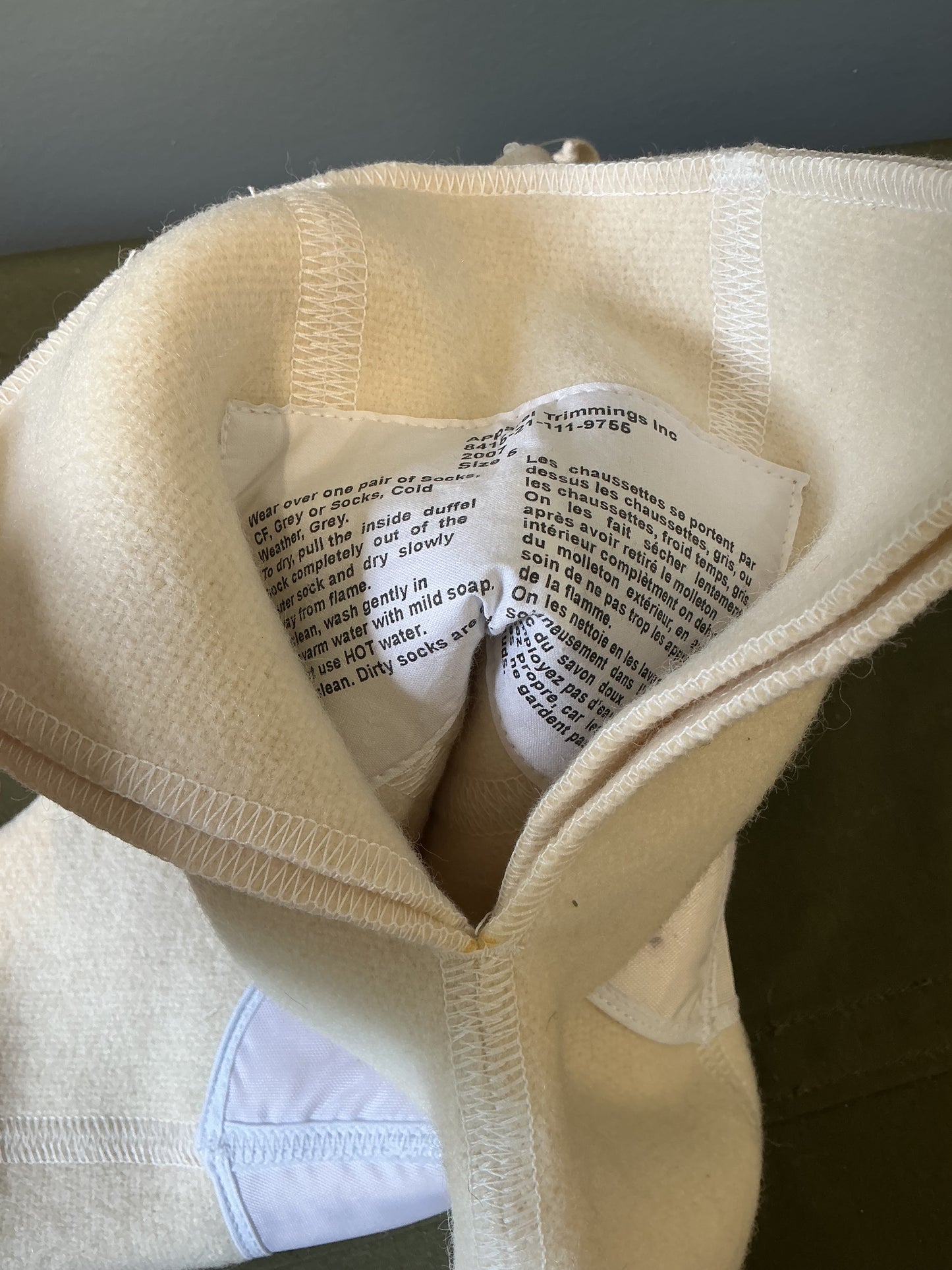 New Canadian Military Wool Muck-luk Liners Size 5