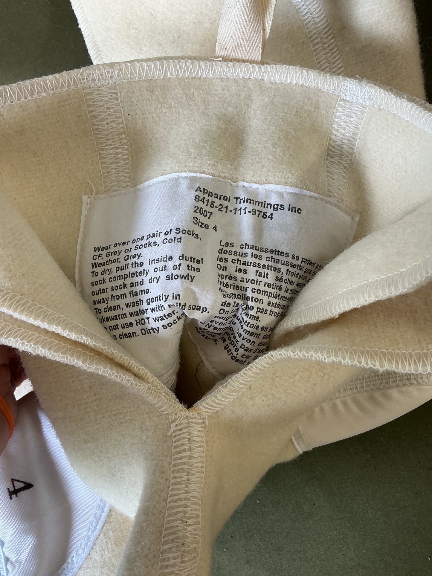 New Canadian Military Wool Muck-luk Liners Size 4