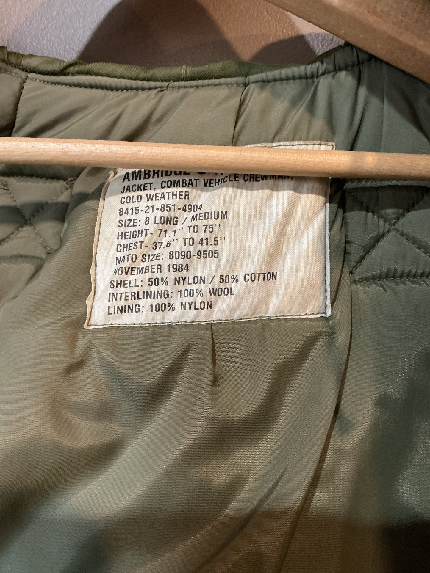 Vintage Canadian Army Cold Weather Vehicle Crew Jacket Medium/Long