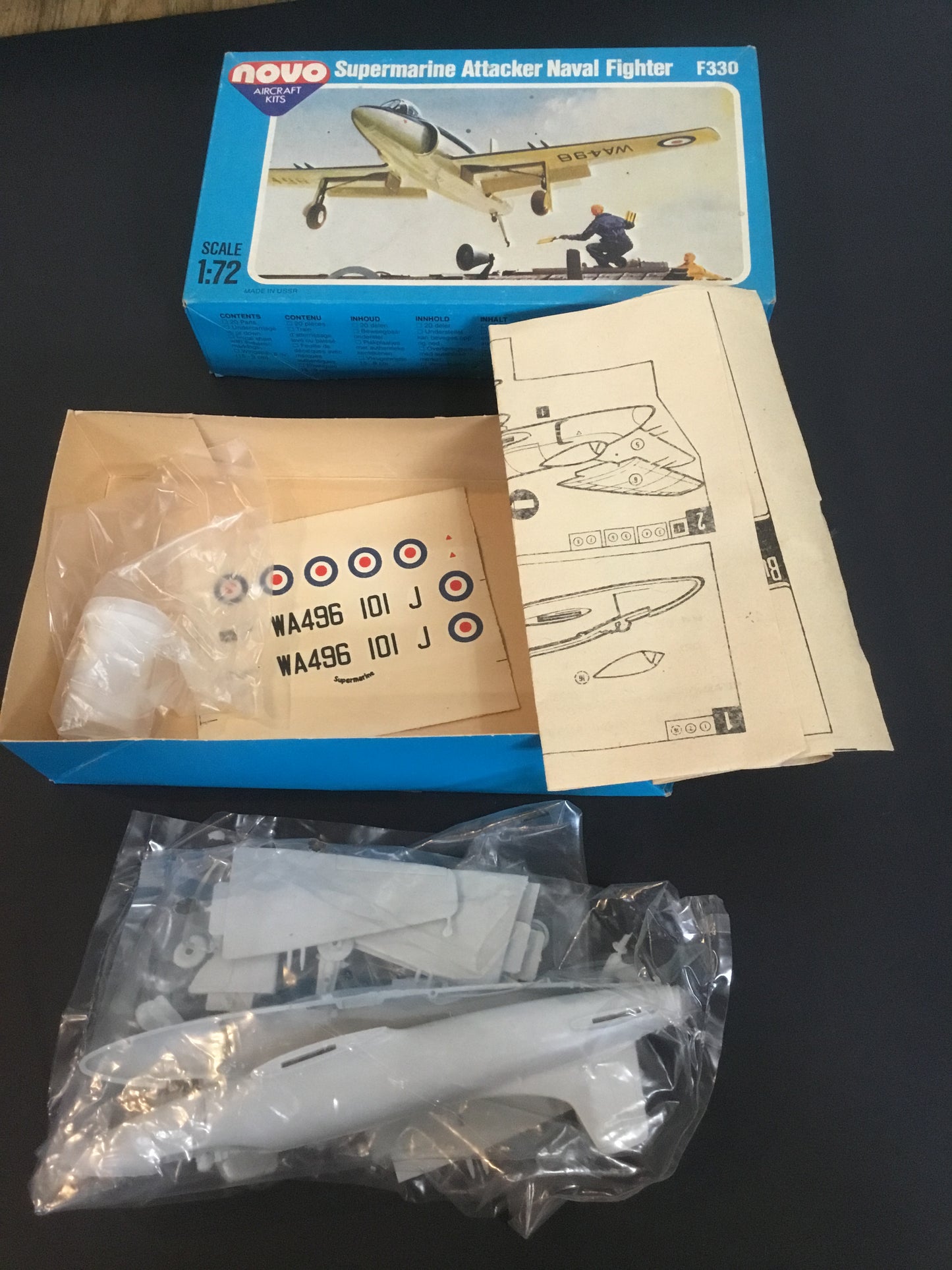 Vintage 1/72 F330 Novo Supermarine Attacker Naval Fighter - (ex Frog)