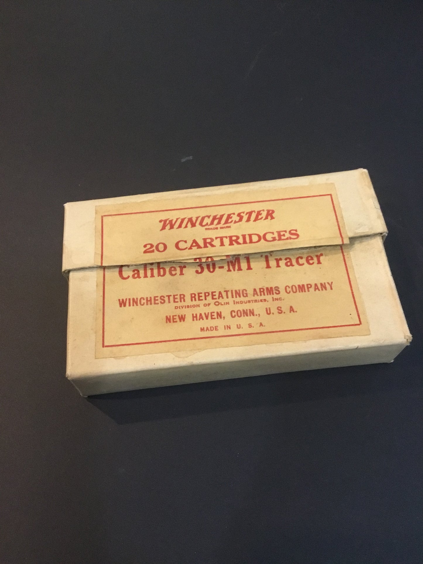 Vintage Winchester 30 Caliber M1 Tracer Box , Hold 20