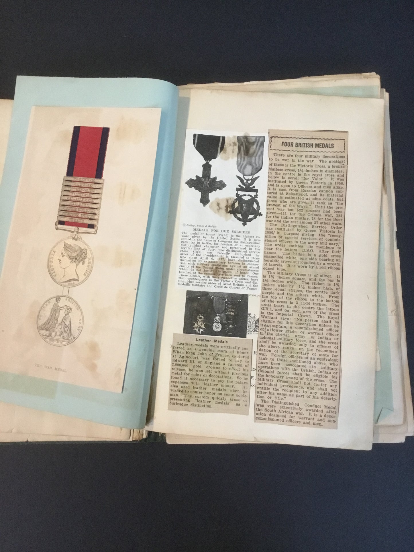 Early British Medals & Ribbons Scrap Book