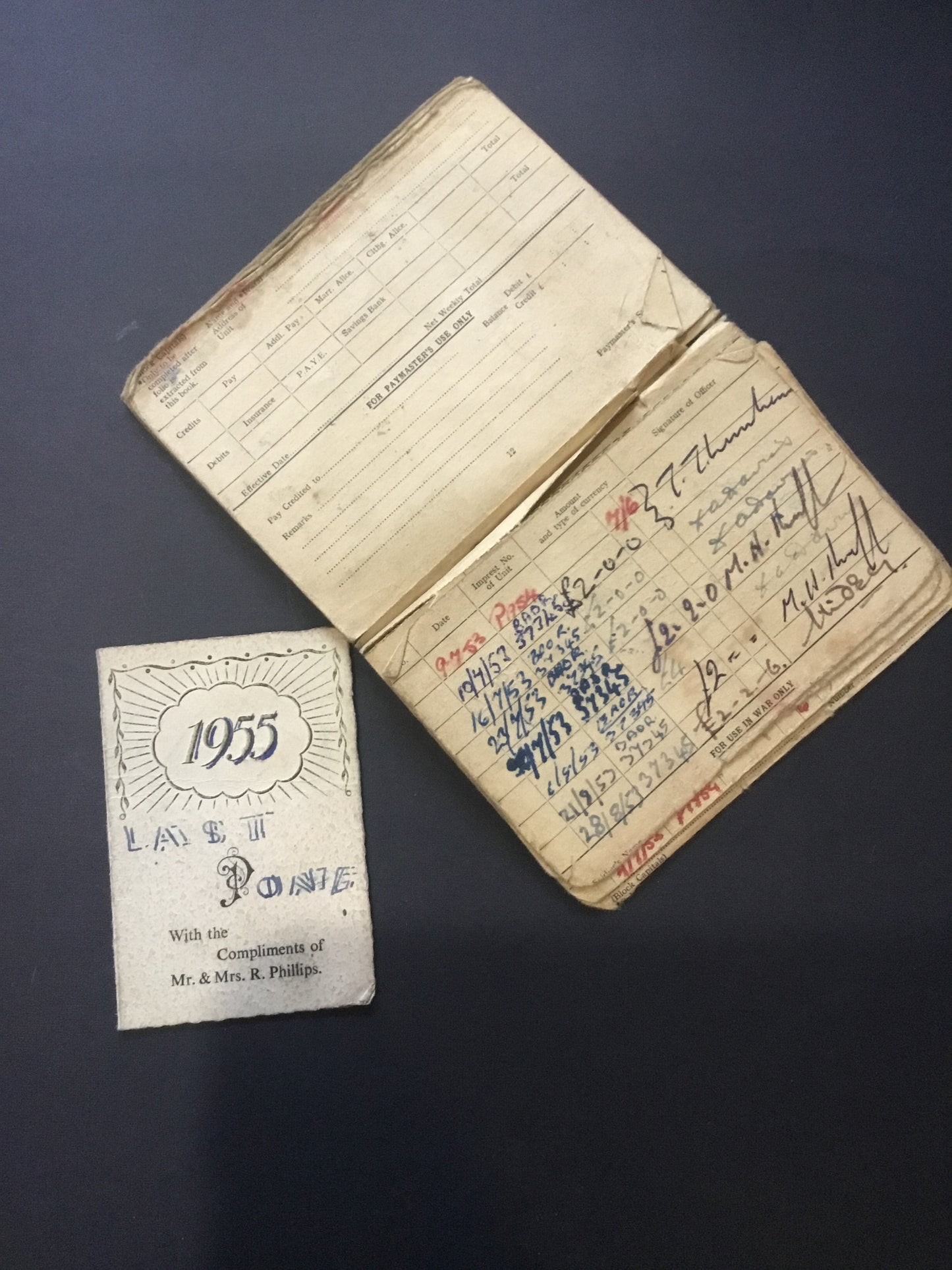 1950s British Soldiers Pay Book C.J. Philips