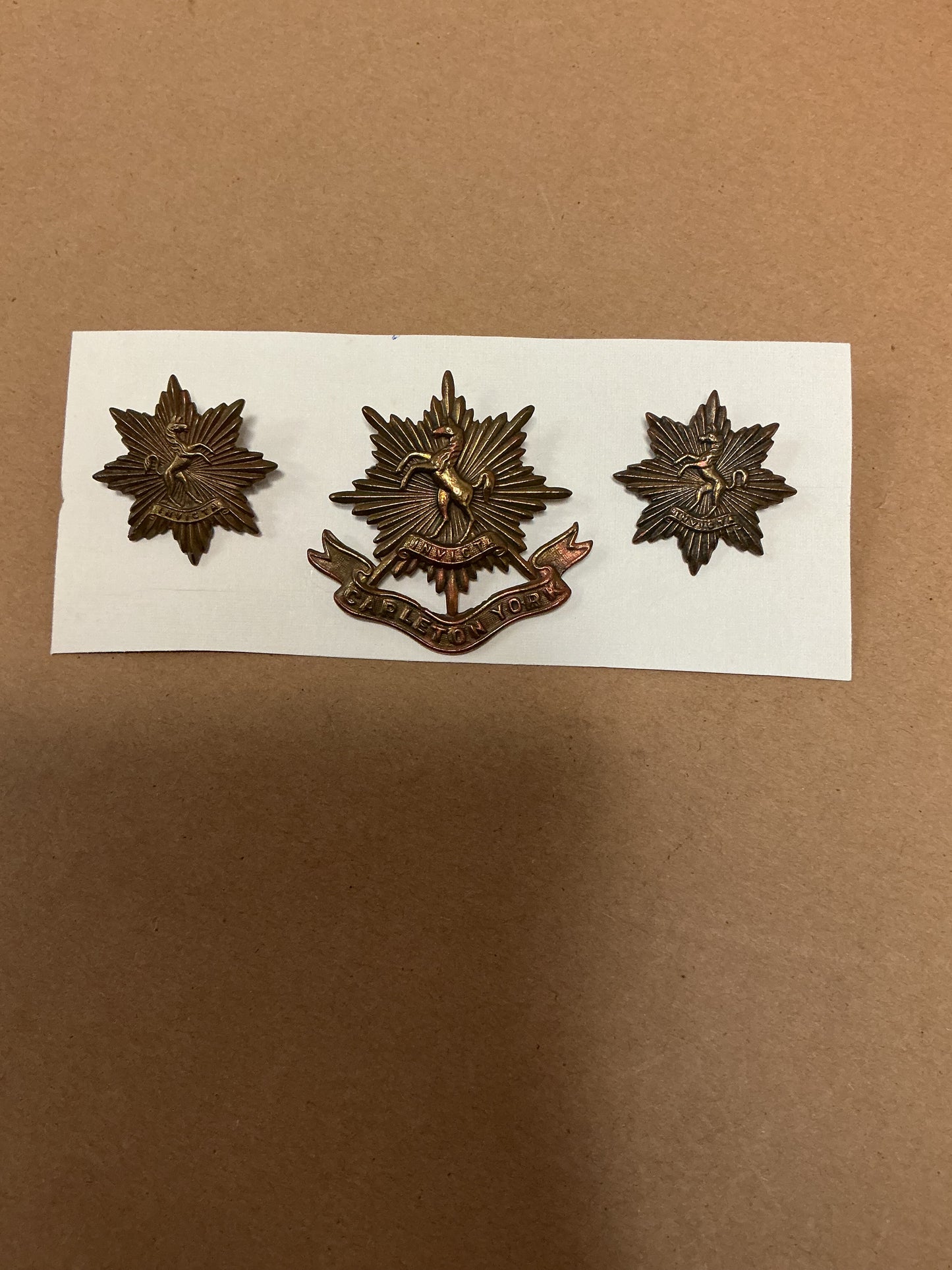 Carleton York Regiment Hat Badge and Collar Badges