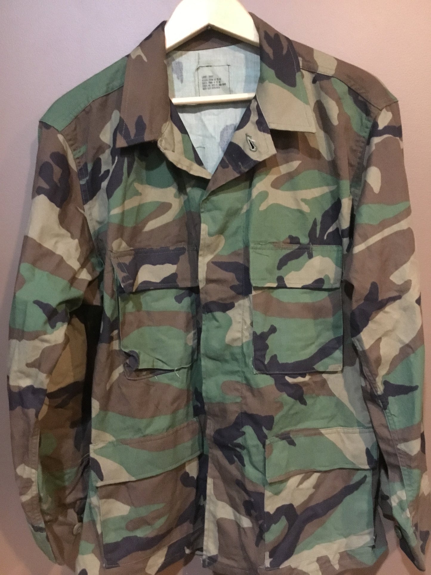 Woodland Camouflage BDU SHIRT/Jacket Large Short