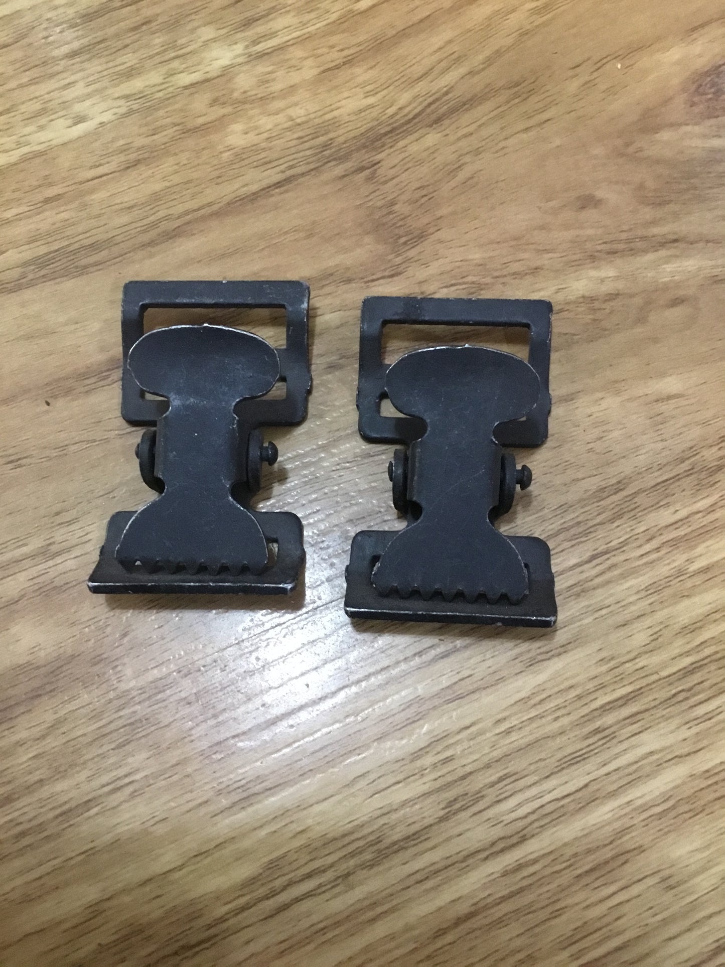 2) Military Steel Tie Down Ends ,will take a 1 inch webbing strap .Very well made