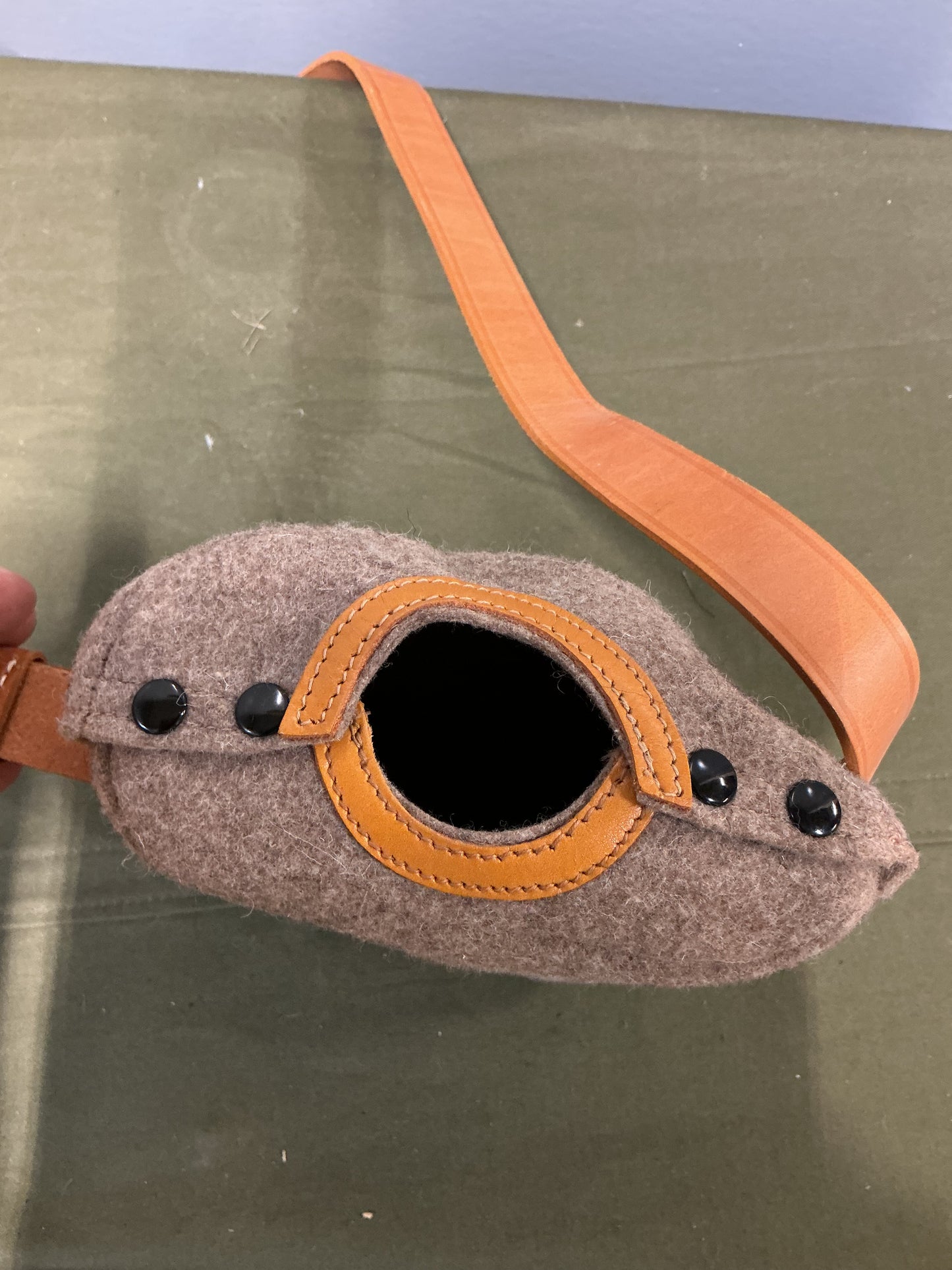 Post War British Felt large Canteen Holder with Leather Shoulder Strap