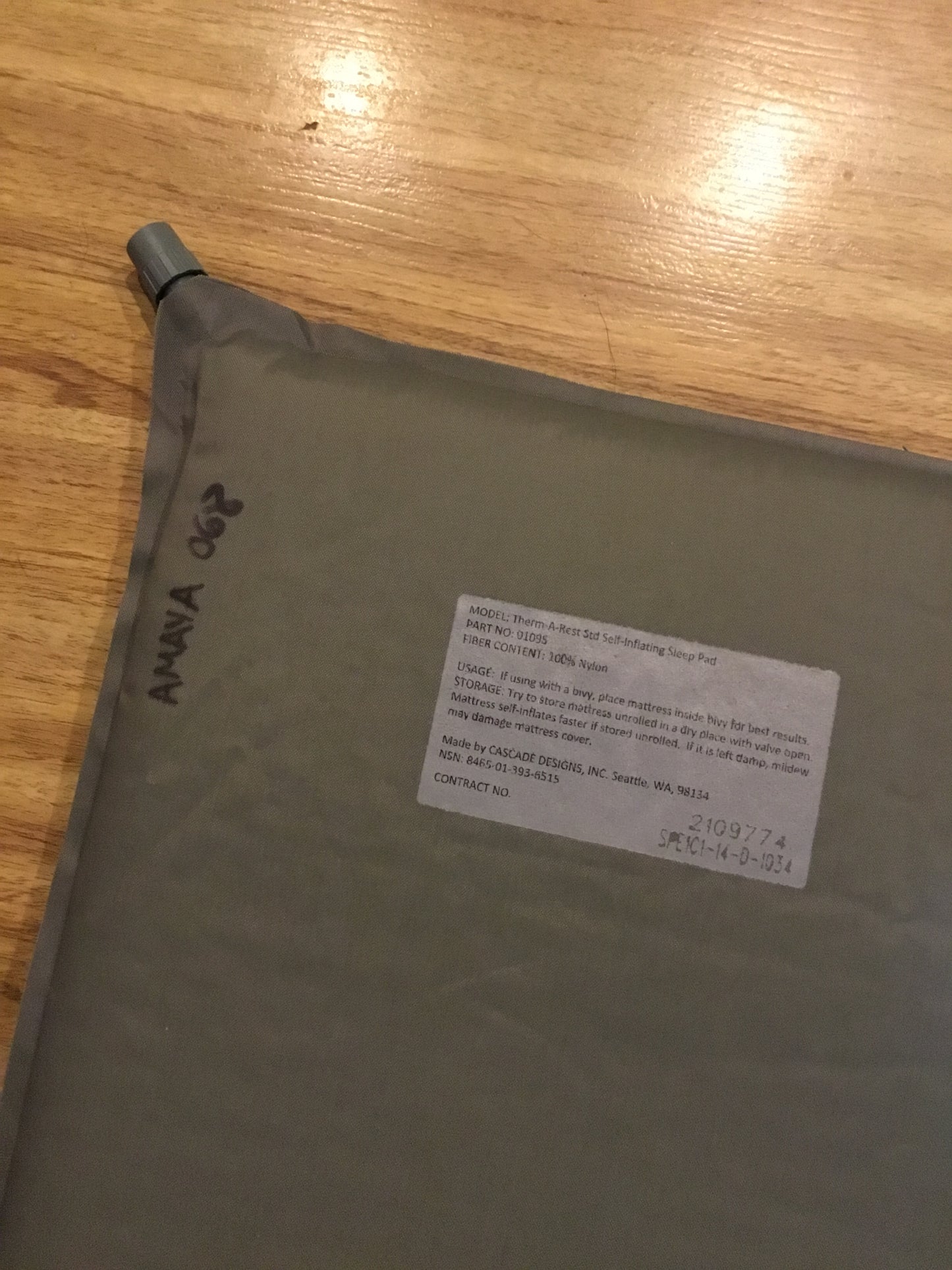 Military Therm-A-Rest Self Inflating Air Mattress
