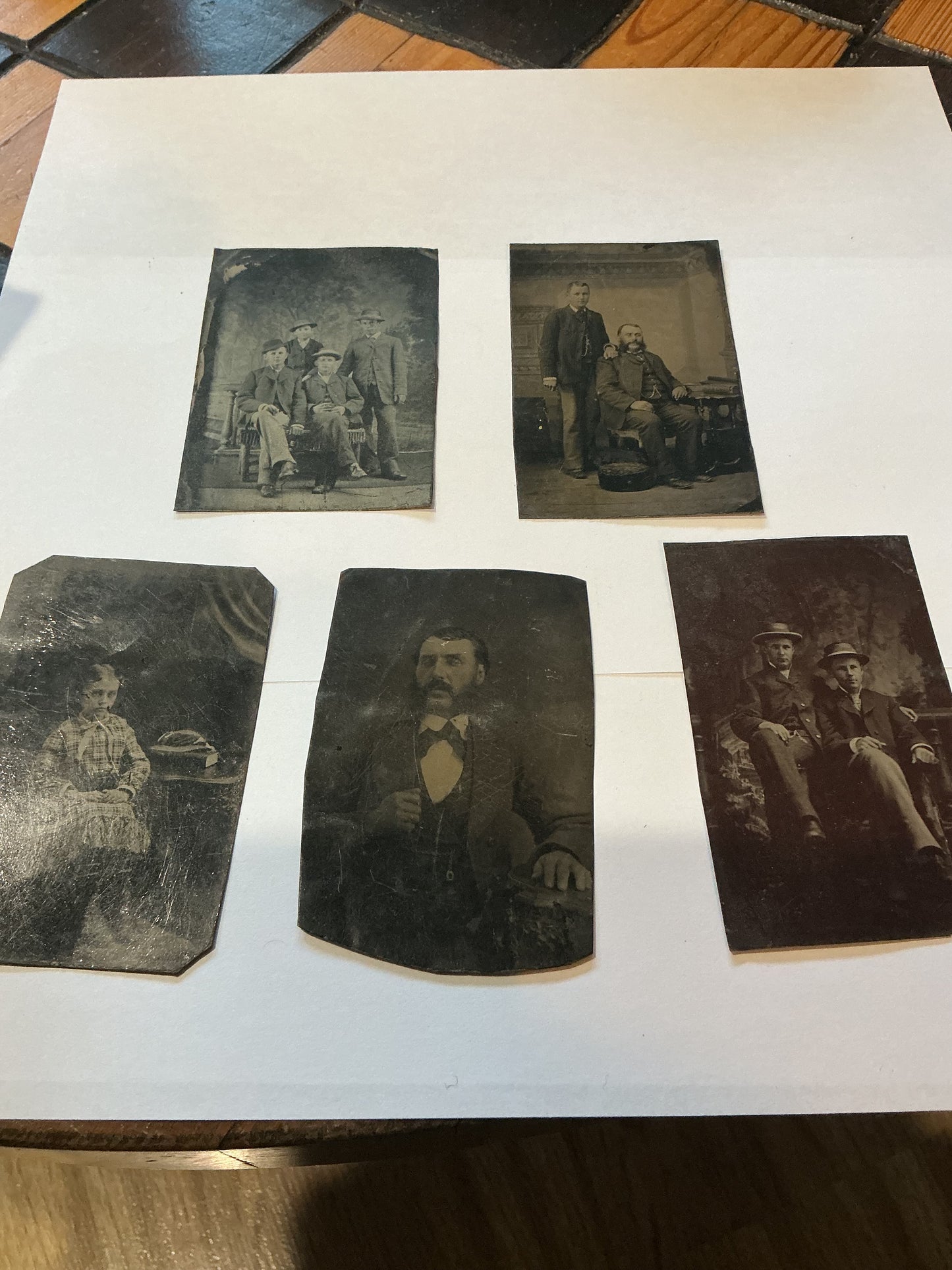 Lot of 5 Victorian Portraits Tin Plate Photos