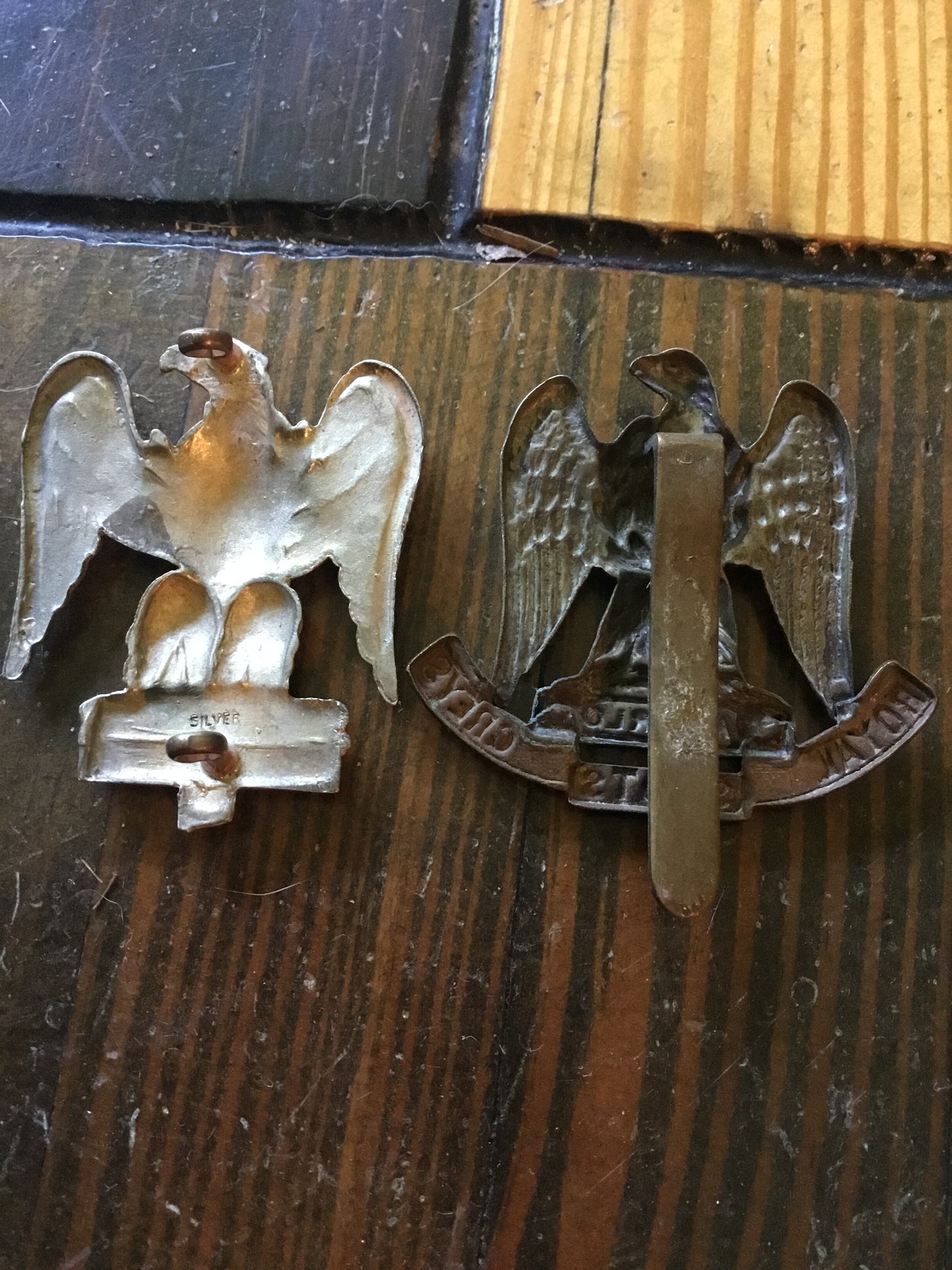 Two Royal Scots Greys Badges one Stamped Silver