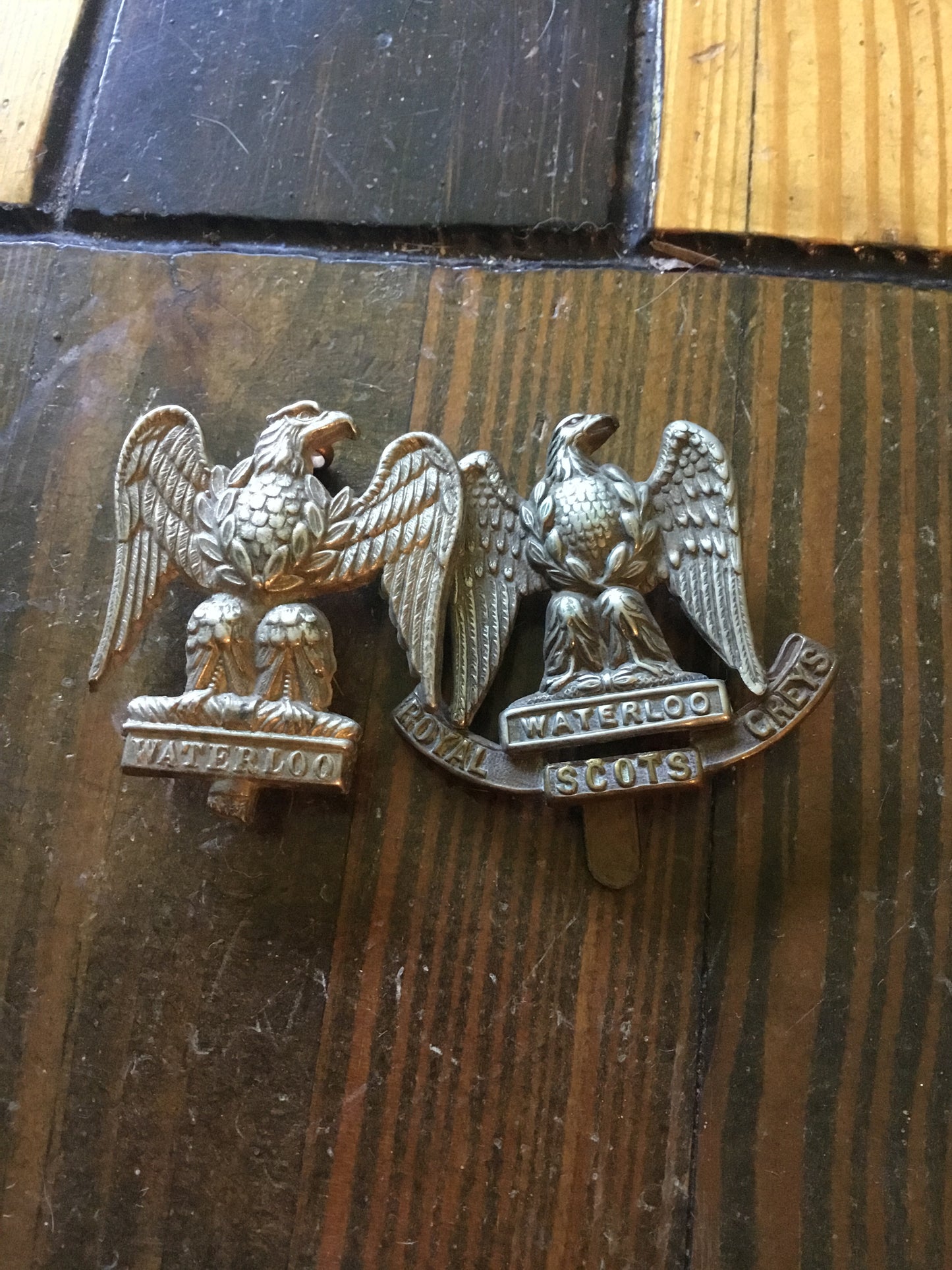 Two Royal Scots Greys Badges one Stamped Silver