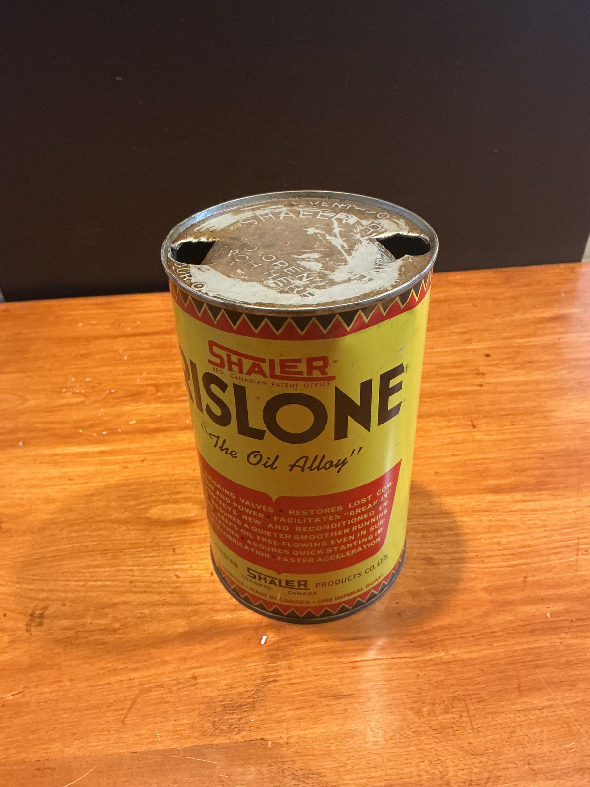 Vintage Shaler Rislone 1 Quart Oil Can