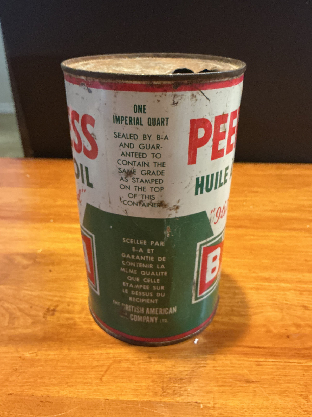 Peerless B-A Motor Oil Can 1 Imperial Quart