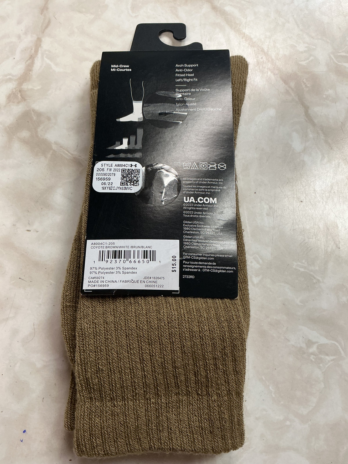 NEW UNDER ARMOUR TACTICAL HEATGEAR Cushioned Mid- Crew Socks Size 7 to 8.5