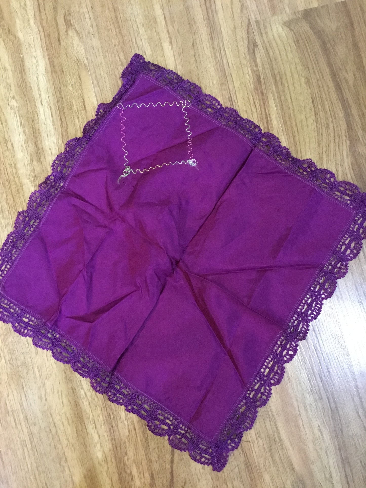 World War II Carleton & York silk Sweetheart doily .Measures 13 x 13 inches .