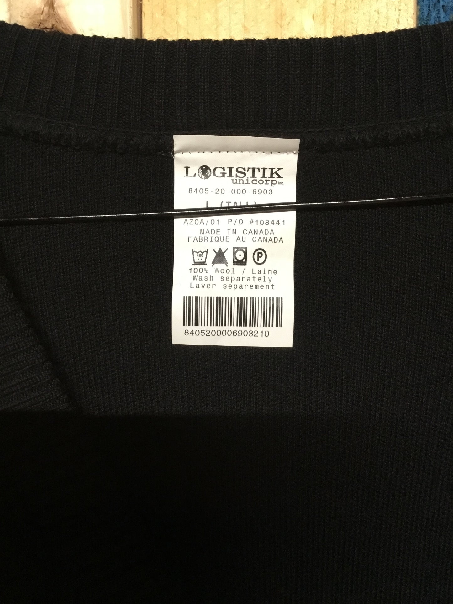 Black Canadian Navy Wool Sweater Large Tall