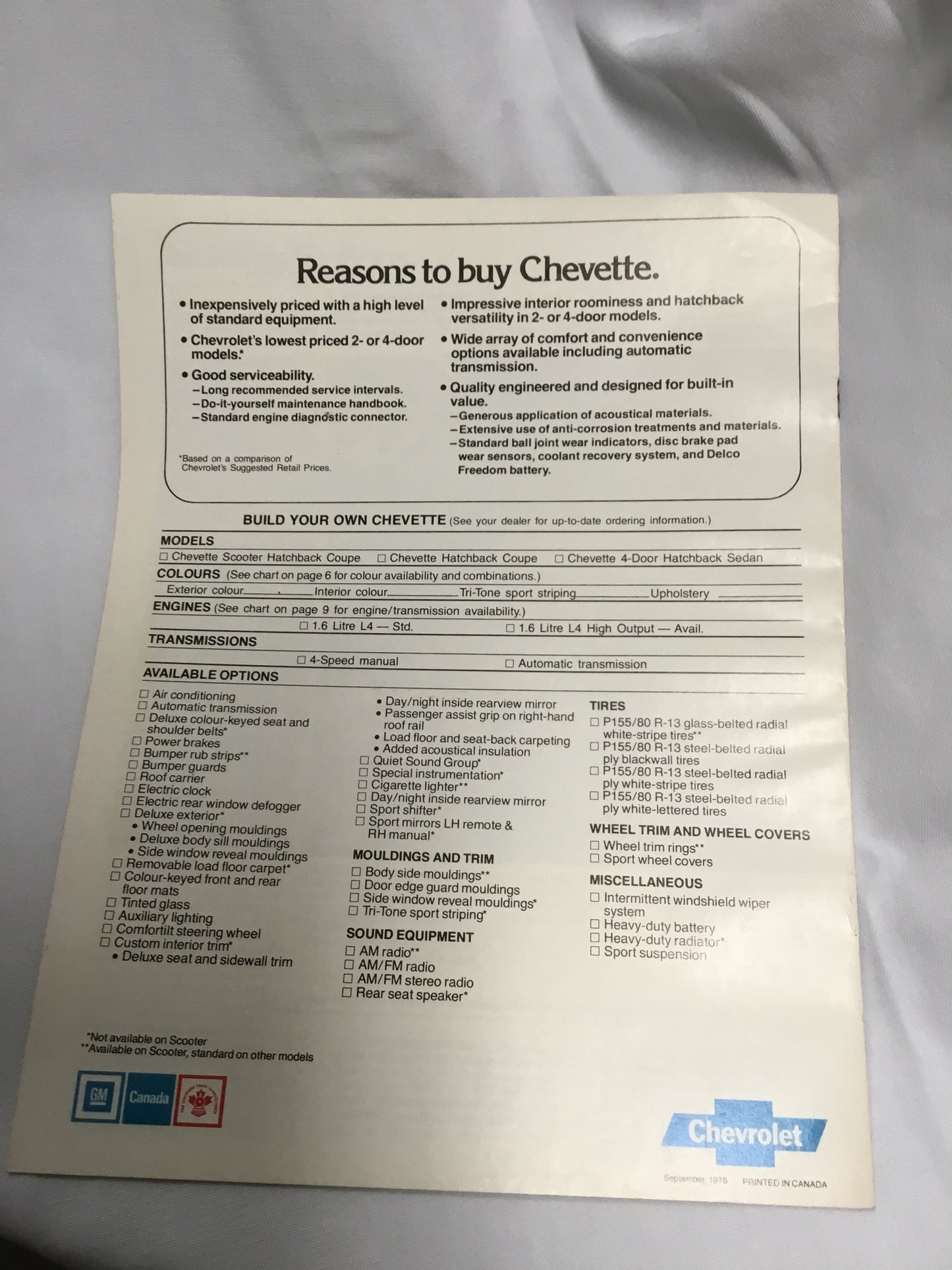 1979 Chevrolet Chevette Sale brochure