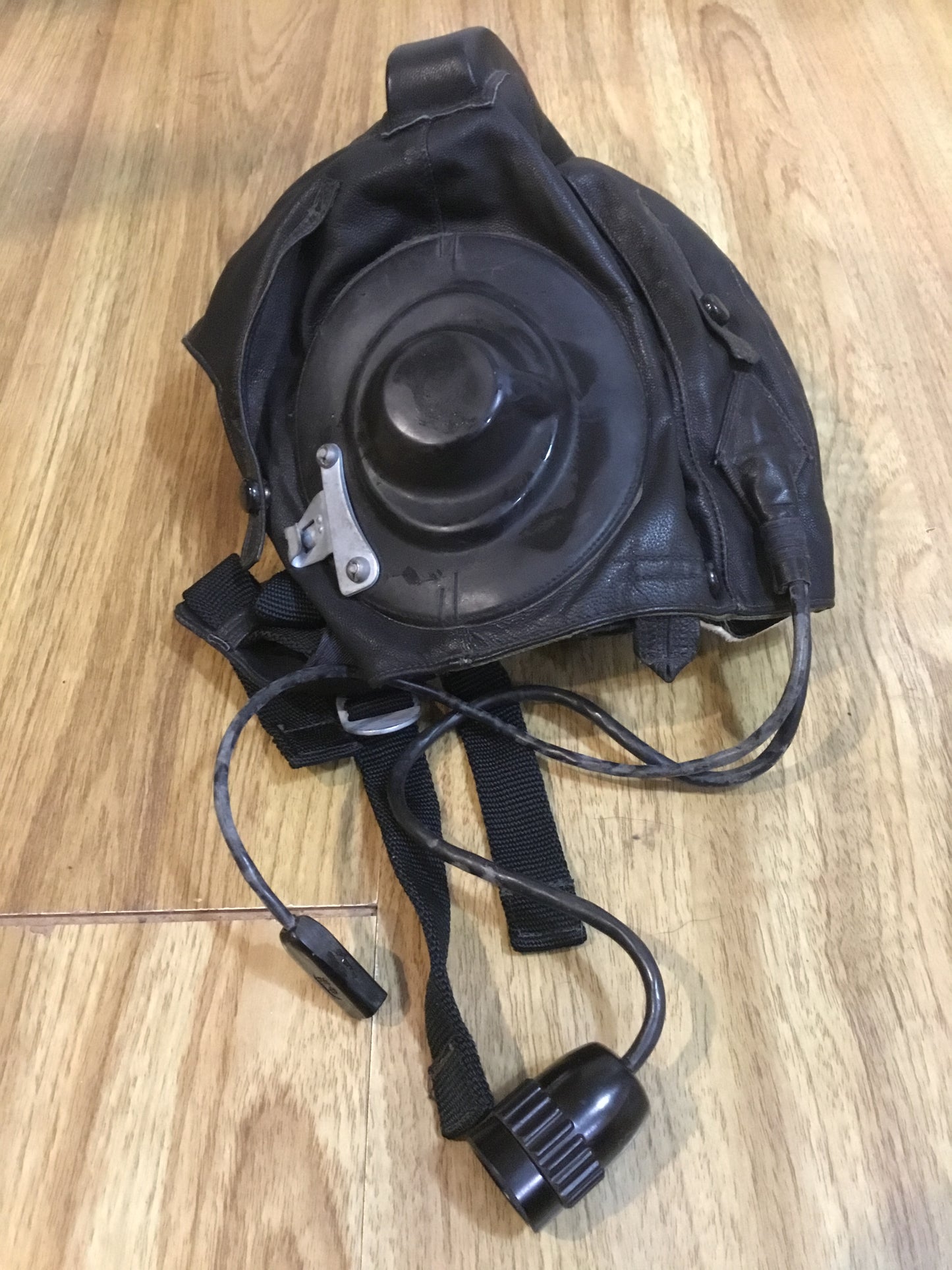 Russian leather flight helmet with head set