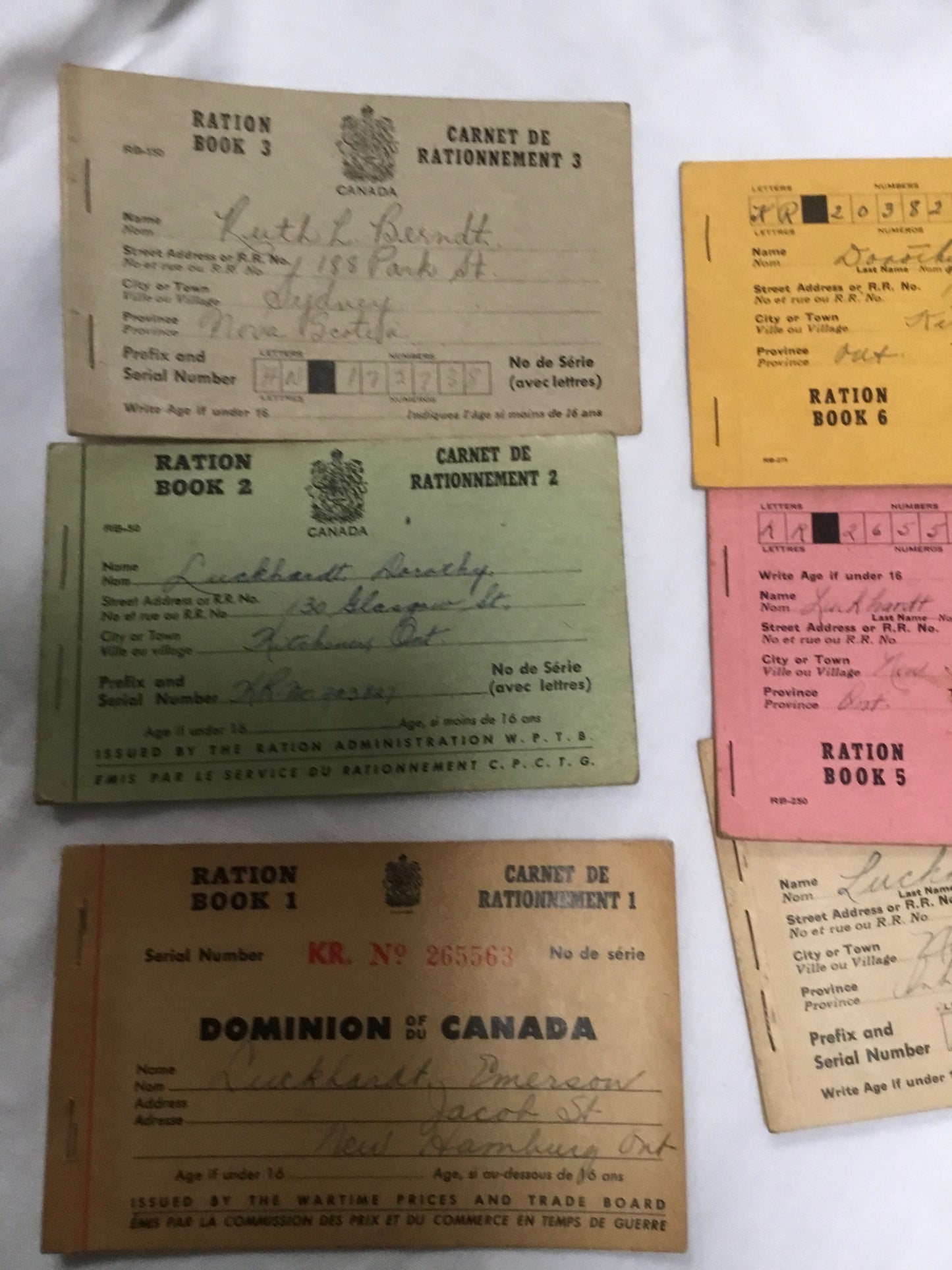 Lot of 6 WW2 Canadian Rations Books