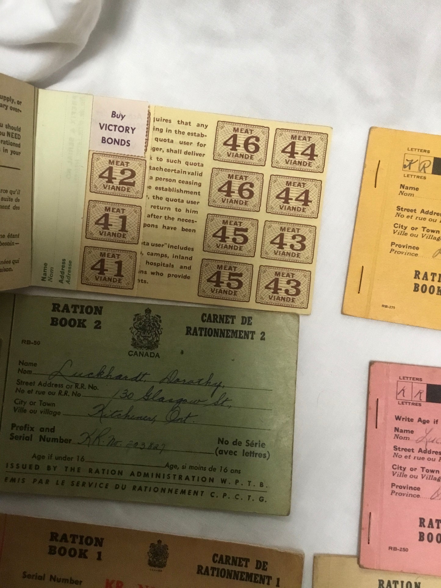 Lot of 6 WW2 Canadian Rations Books