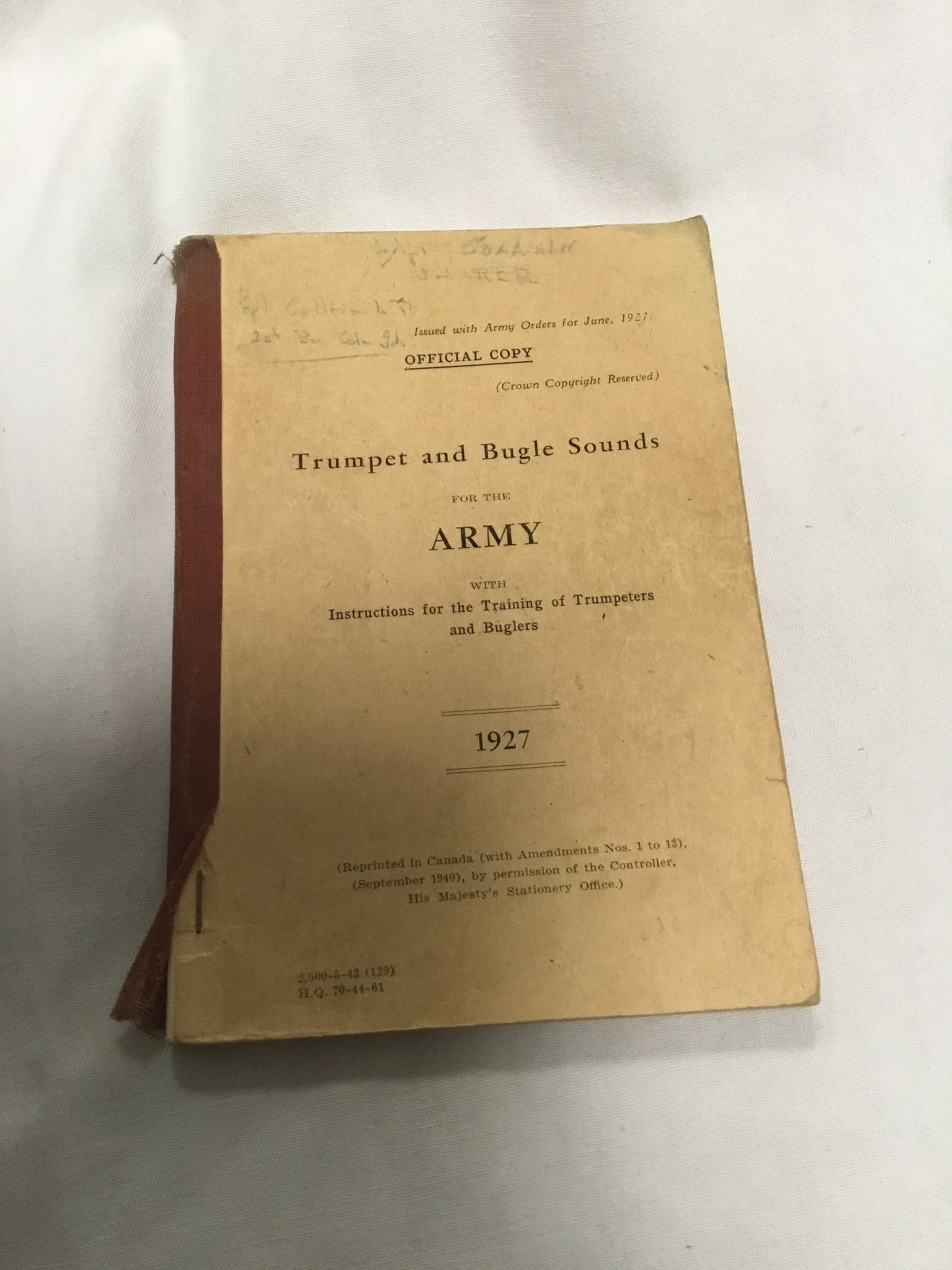 Military manual, trumpets and bugle sounds for the army, 1927