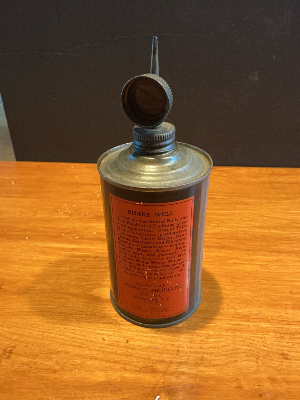 EARLY GRAPHOL CO BROOKLYN NY PENETRATING LUBRICANT TIN