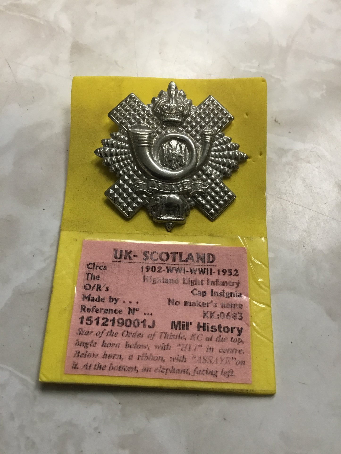 UK-Scotland  Highland Light Infantry , Badge