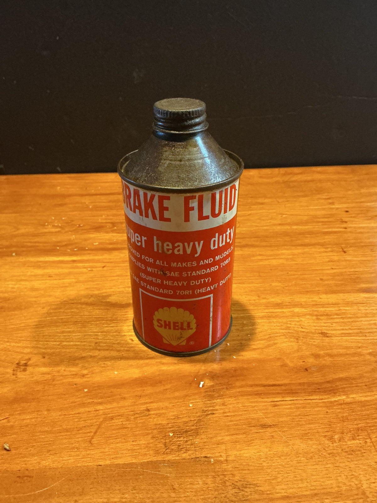Shell Canada Cone Top Tin Super Heavy Duty brake Fluid