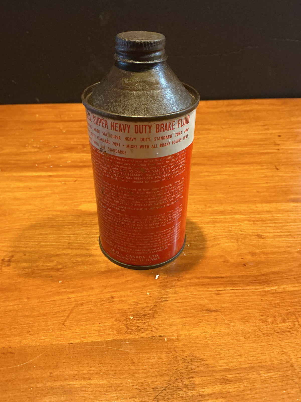 Shell Canada Cone Top Tin Super Heavy Duty brake Fluid