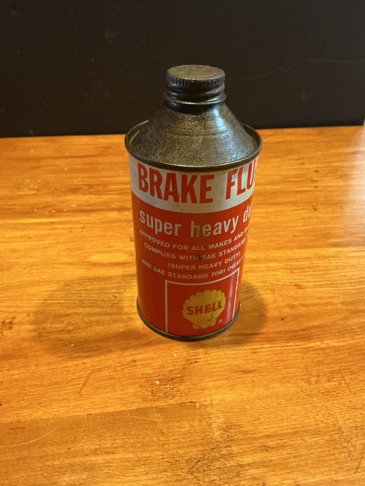 Shell Canada Cone Top Tin Super Heavy Duty brake Fluid