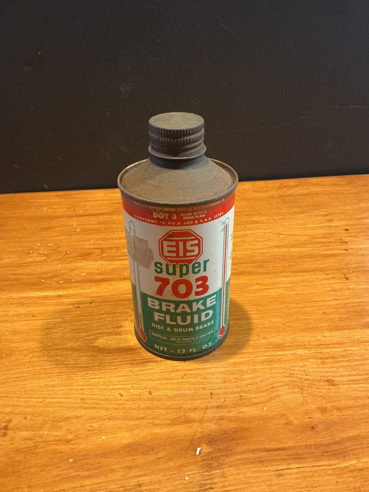 Vintage EIS Super 703 Brake FLUID Cone Top Can