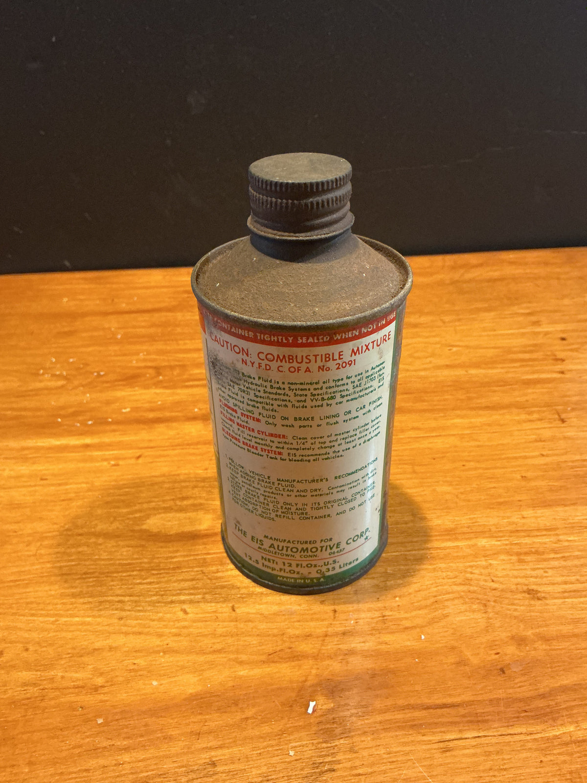 Vintage EIS Super 703 Brake FLUID Cone Top Can