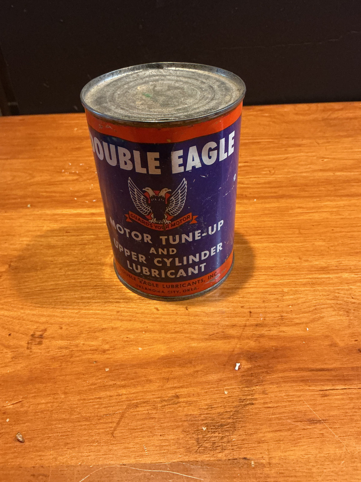 Vintage Double Eagle Motor Oil Can 15oz Tin Can Motor Cylinder Tune Up Lubricant