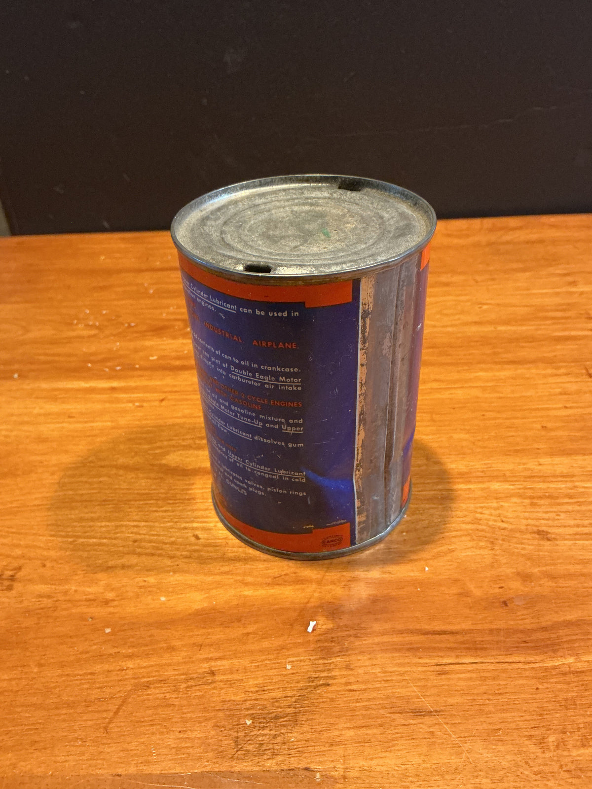 Vintage Double Eagle Motor Oil Can 15oz Tin Can Motor Cylinder Tune Up Lubricant