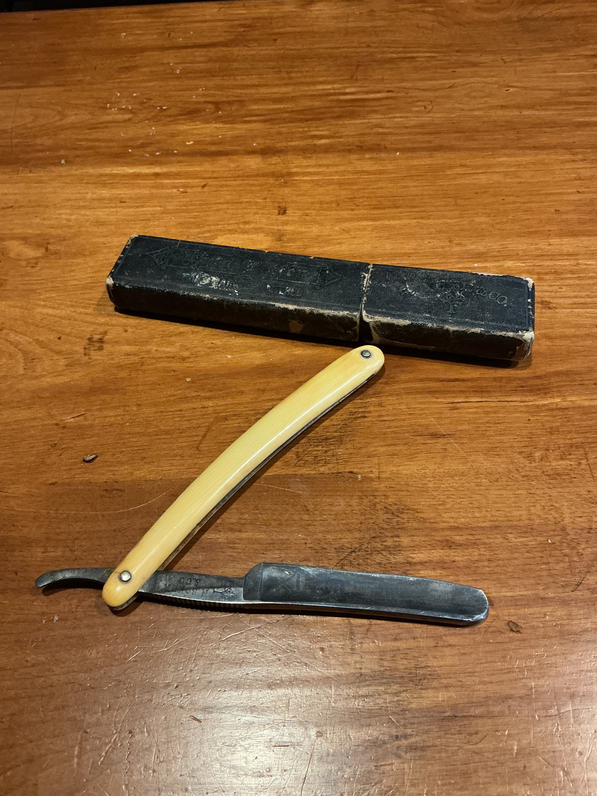 Vintage  King Cutter Straight Razor H. BOKER & Co. Germany French Ivory handle