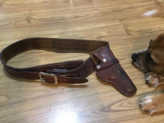 Vintage gun Belt with Holster Leather