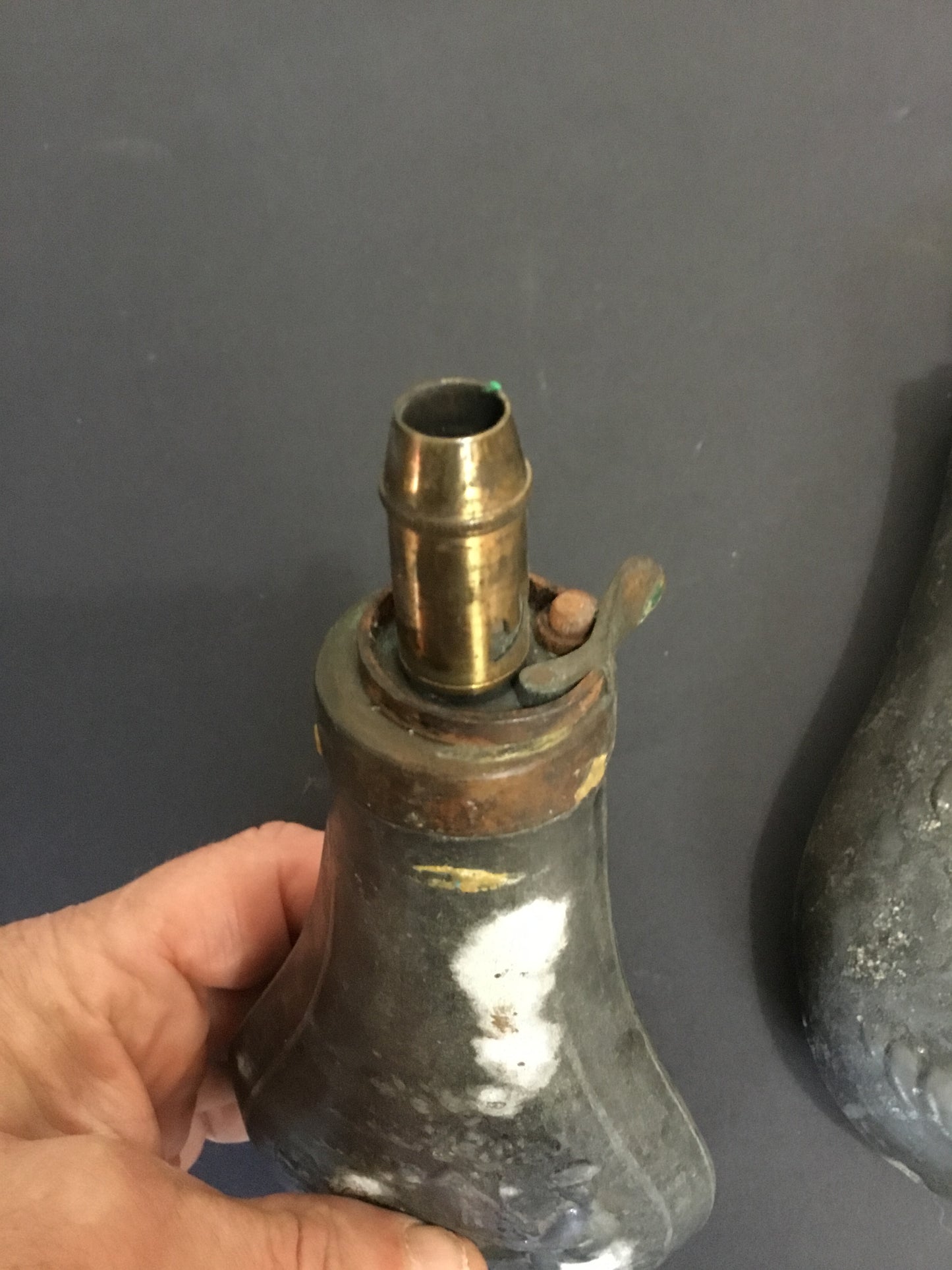 2 Vintage Black Powder Flasks